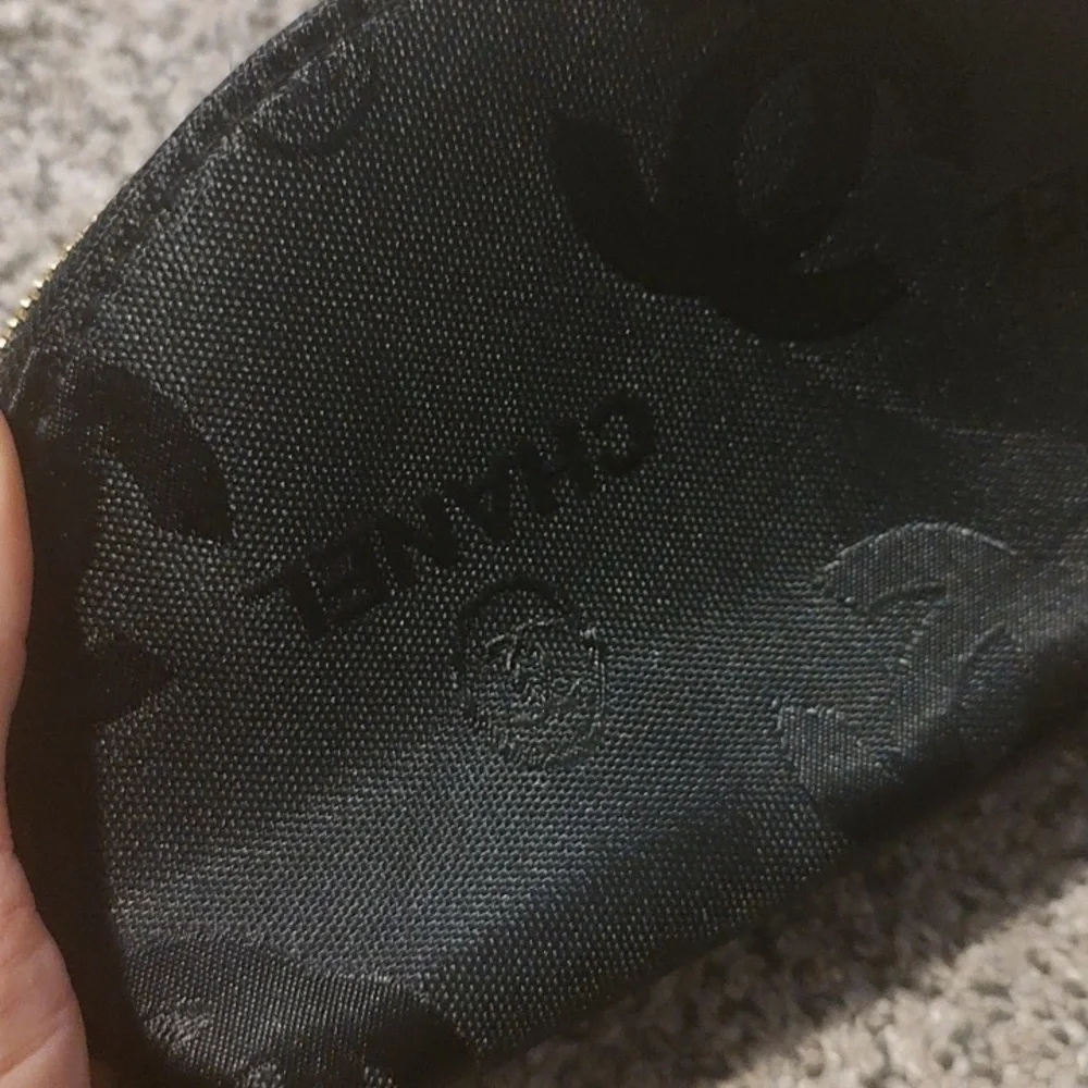 CHANEL Black Textured Pouch with Subtle Logo